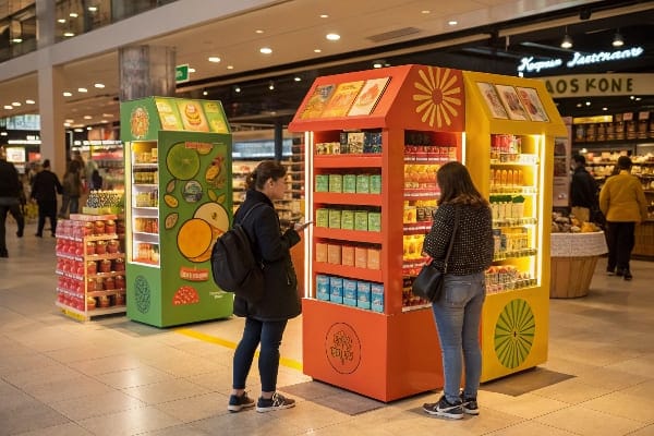 Productos coloridos de productos en una tienda