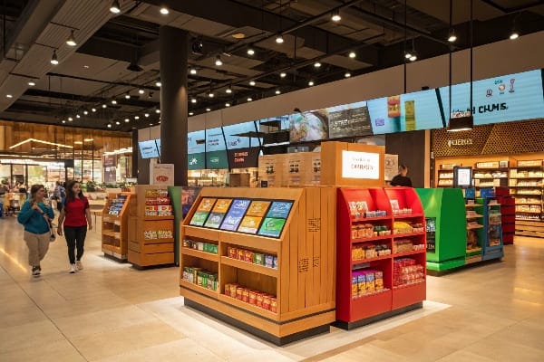 活気のあるディスプレイ付きの小売店