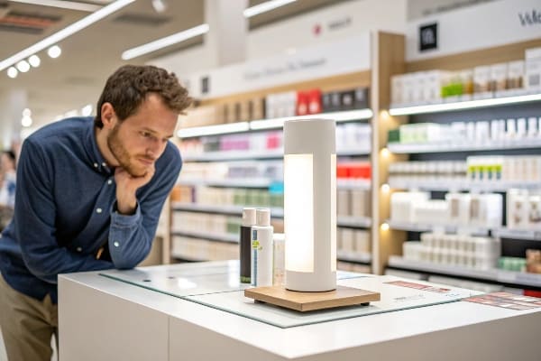 Exibição de produtos de beleza