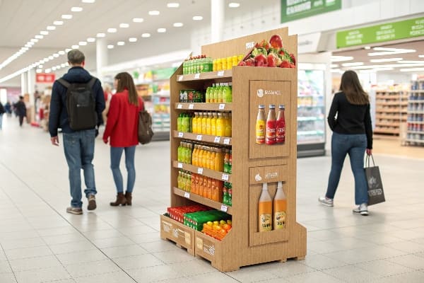 Soporte de pantalla de bebidas en una tienda