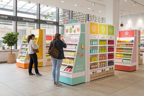 Exhibición de productos saludables