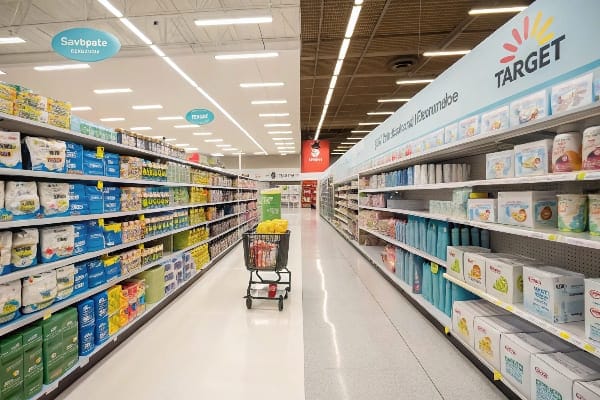 estantes de supermercado con productos