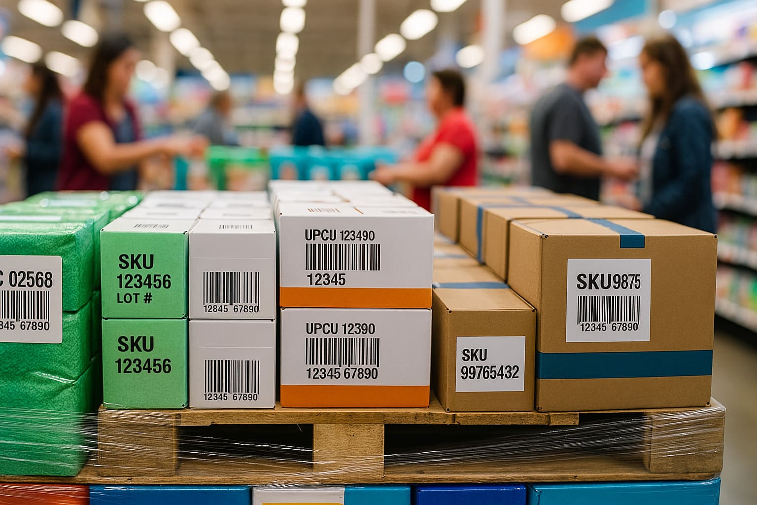 Paquetes con código de barras en Pallet