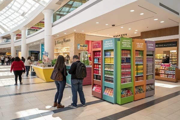 Sección de productos de centro comercial