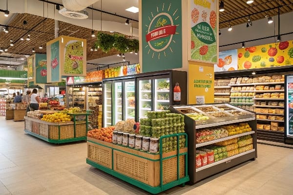 supermercado con productos frescos