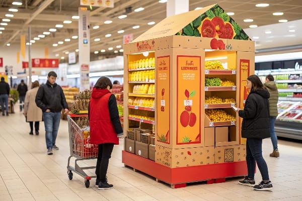 Exhibición de frutas en la tienda