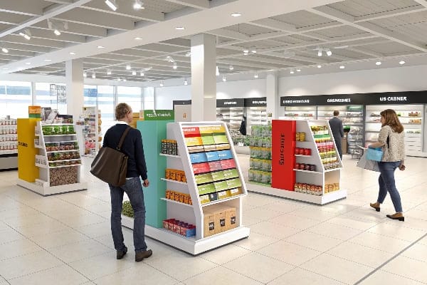 estantes de productos organizados