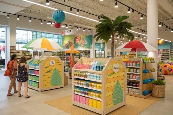 Tienda minorista con tema tropical