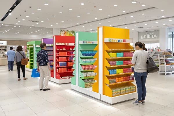 Espacio minorista bien organizado con estantes