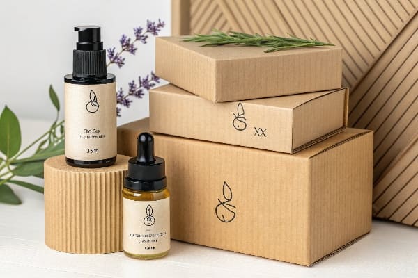 带泵瓶,血清滴管和环保牛皮纸盒的护肤包装