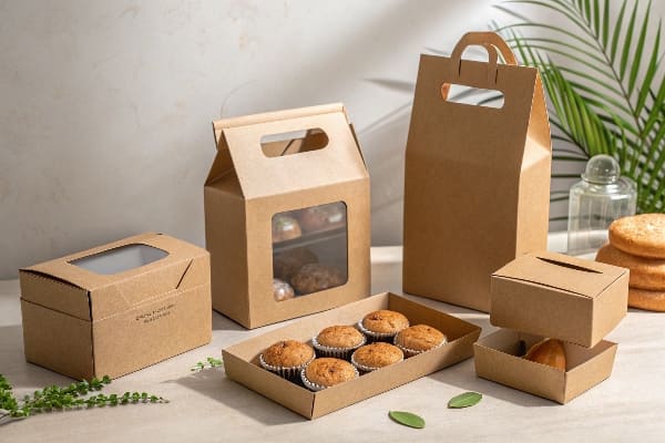 带有窗户和隔间的各种牛皮纸食品包装
