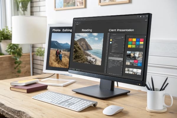 Tela IMAC mostrando as configurações de exibição do macOS