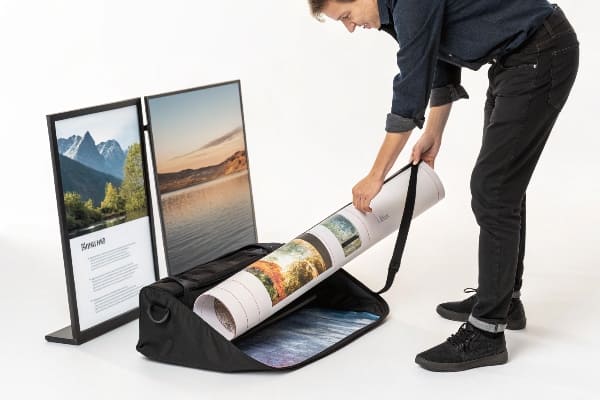 人展开印刷的显示海报