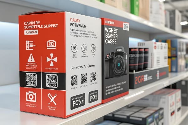 商店架子上带有通用品牌的产品包装盒