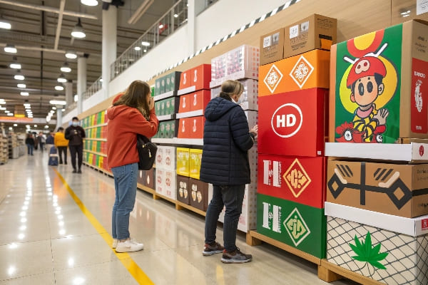Compradores navegando envasado impreso