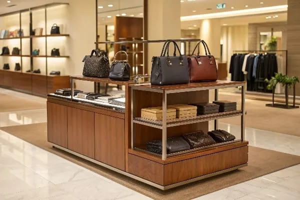 高級ハンドバッグやアクセサリーを高級小売店舗に展示します。.