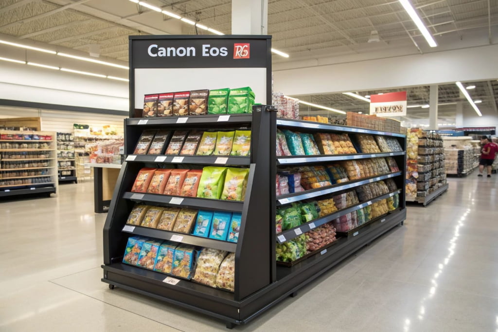 What are tray floor displays used for in retail environments?
