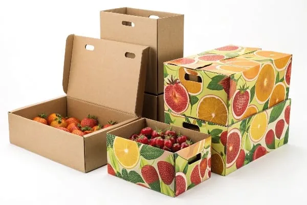 স্ট্রবেরি ভর্তি সাধারণ এবং ফলের ছাপা কার্ডবোর্ডের বাক্স