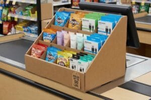 How many products can a cardboard counter display hold?
