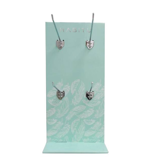 front view corrugated peg hook stand