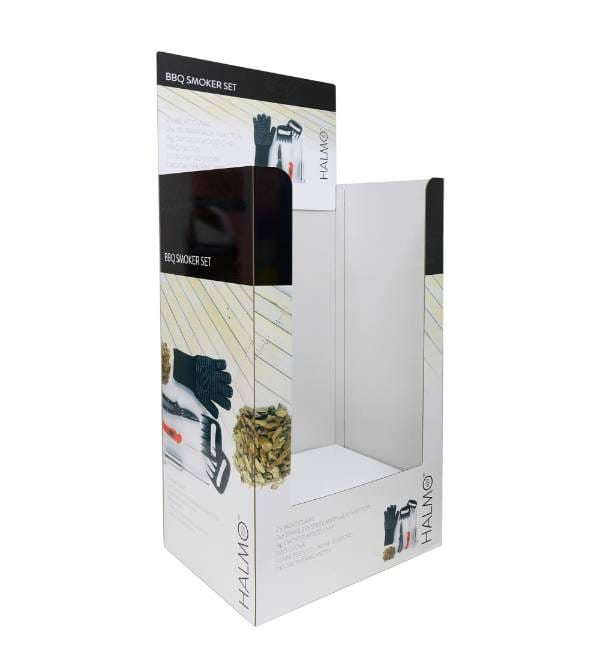 halmo bbq smoker set cardboard display