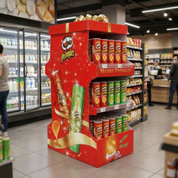 pringles corrugated display supermarket aisle