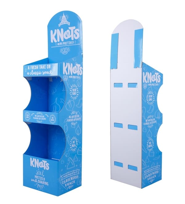 Вид сзади на гофрированный дисплейный блок, демонстрирующий чистую белую заднюю панель и прочные крепежные пазы.