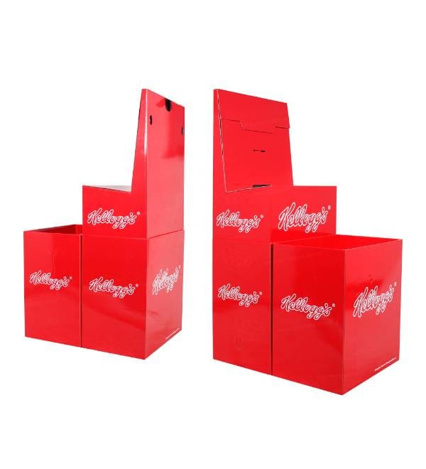 red corrugated pos display fixture