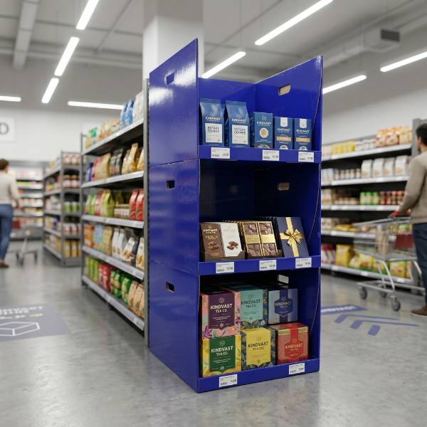 retail aisle cardboard display render
