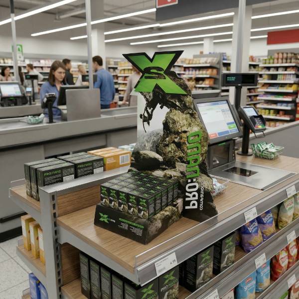 retail shelf ready cardboard display render