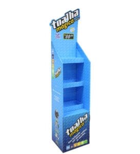 blue toalha magica cardboard display