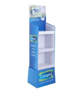Expositor de cartón Cetaphil de 3 niveles