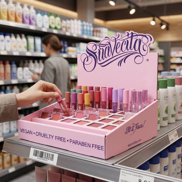 化粧品販売用段ボール製ディスプレイ棚