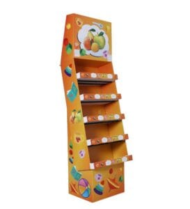 orange fruit toys cardboard display