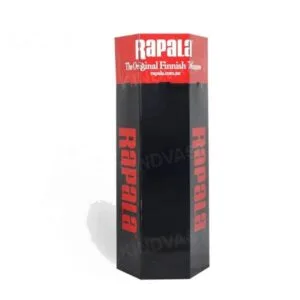 expositor hexagonal de papelão Rapala