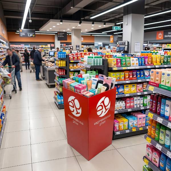 小売店の商品陳列棚、食料品店