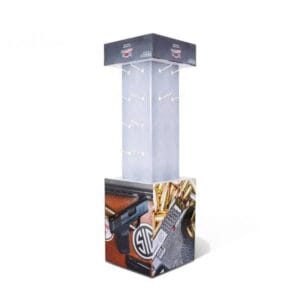 シグ・ザウアーの段ボール製ディスプレイ用ペグフックタワー