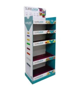 surelock custom cardboard display 5 tier