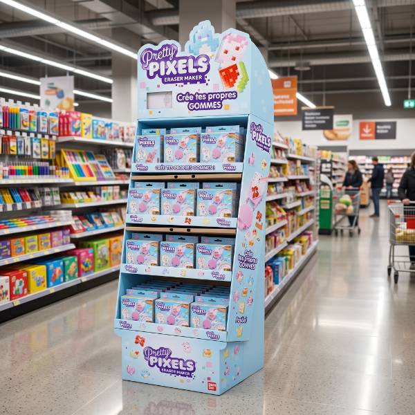 おもちゃ小売店の通路の商品陳列レンダリング