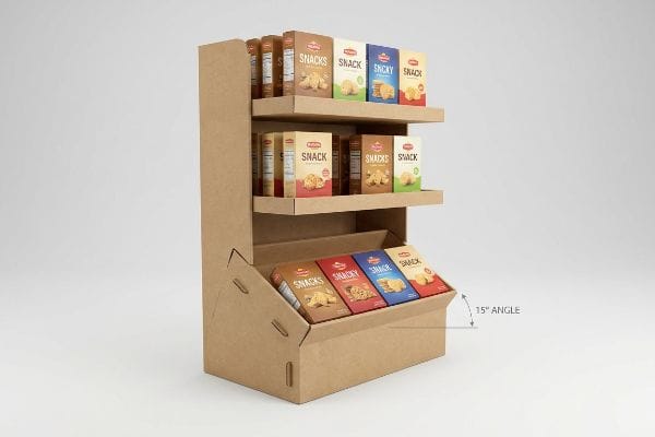 Natural brown corrugated cardboard display with