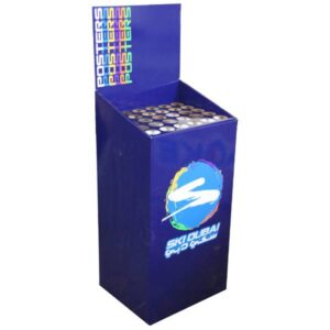 angled view corrugated merchandising bin