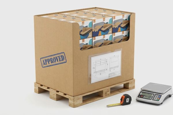 A retail floor display pallet with an