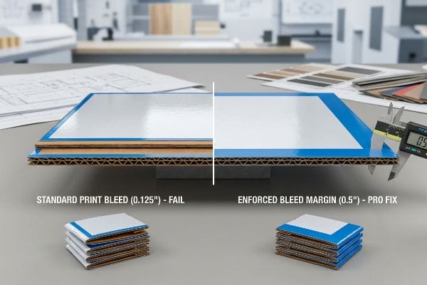 Corrugated board comparison: Standard Print Bleed (0.125