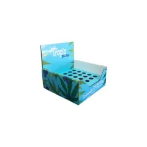 blue razz tropix cardboard display box