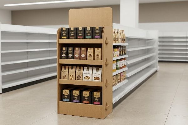 cardboard coffee endcap display