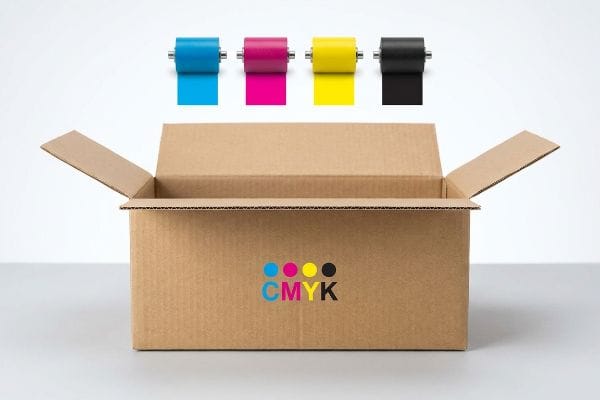 cmyk ink rolls cardboard box