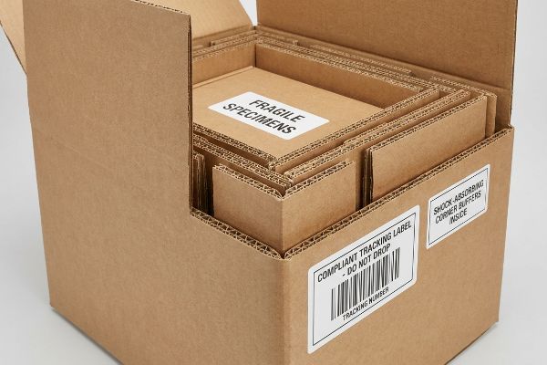عبوات ثانوية مموجة بنية اللون للعينات، تتميز بـ 