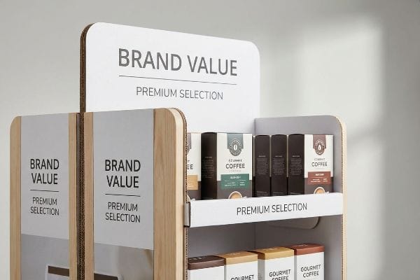corrugated coffee display stand