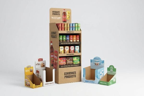 corrugated floor counter displays