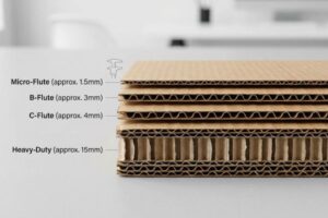 The thickness of corrugated cardboard